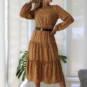 Shein Dalmatian Print Layered Hem Dress